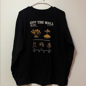 VANS Off The Wall Black Long Sleeve Graphic Tee Shirt